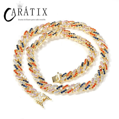 CARÁTIX – 8mm Cuban Link Chain Choker Necklace | Iced Out CZ Bling Hip Hop Jewelry for Men & Women, Rapper Street Style - CaratixJewelry