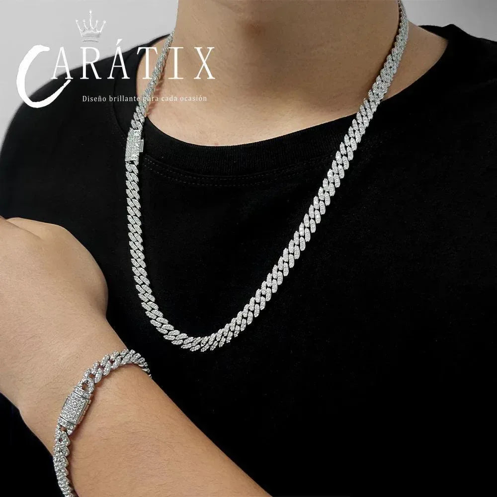 CARÁTIX 8mm Cuban Link Chain Necklace – Thick Cubic Zirconia Iced Out Hip Hop Jewelry for Women & Girls - CaratixJewelry