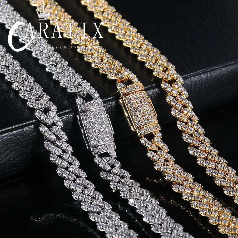 CARÁTIX 8mm Cuban Link Chain Necklace – Thick Cubic Zirconia Iced Out Hip Hop Jewelry for Women & Girls - CaratixJewelry