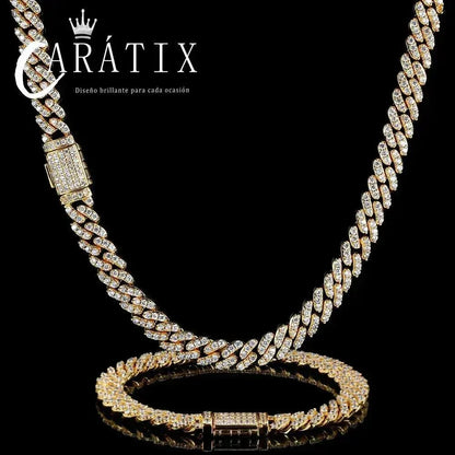 CARÁTIX 8mm Cuban Link Chain Necklace – Thick Cubic Zirconia Iced Out Hip Hop Jewelry for Women & Girls - CaratixJewelry