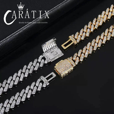 CARÁTIX 8mm Cuban Link Chain Necklace – Thick Cubic Zirconia Iced Out Hip Hop Jewelry for Women & Girls - CaratixJewelry