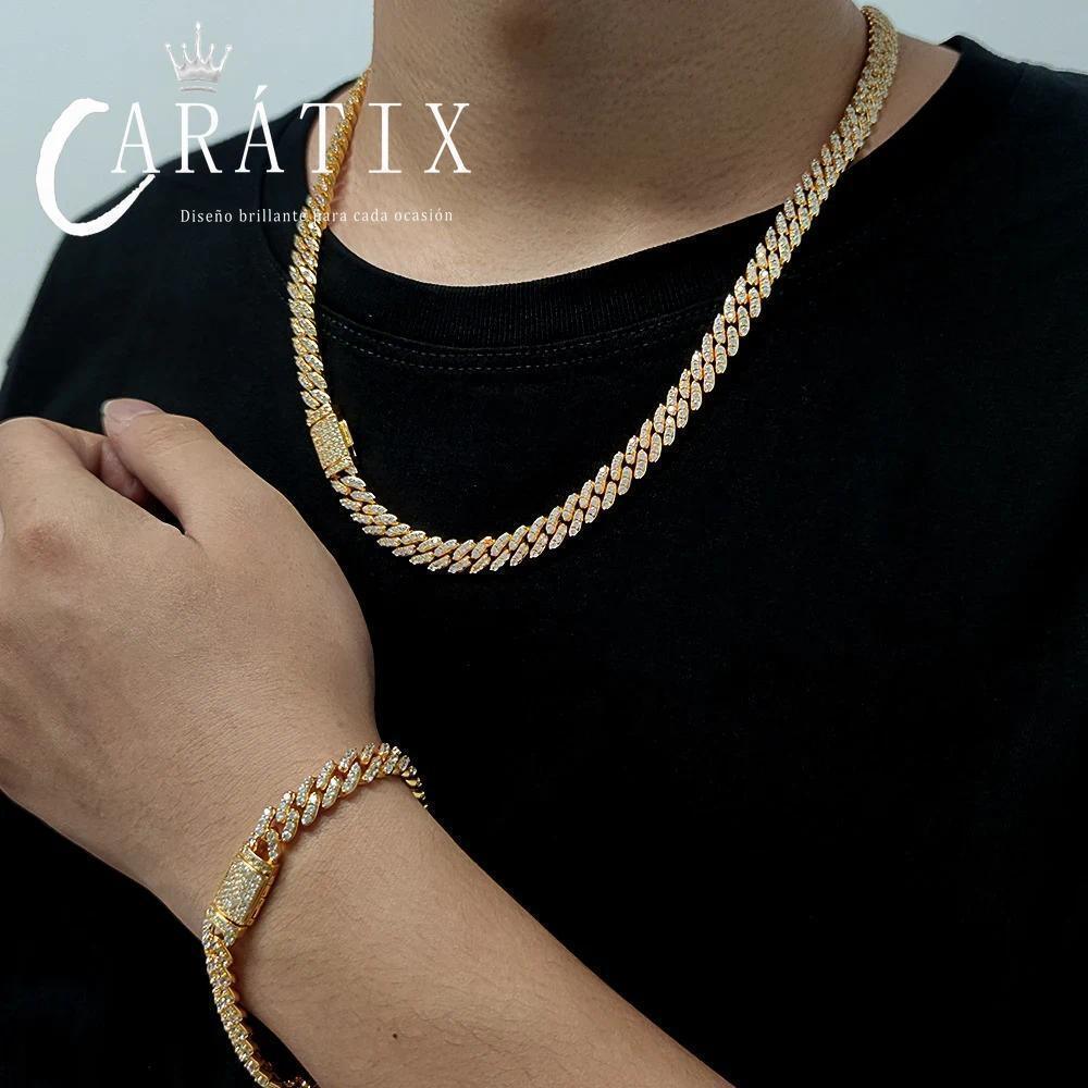 CARÁTIX 8mm Cuban Link Chain Necklace – Thick Cubic Zirconia Iced Out Hip Hop Jewelry for Women & Girls - CaratixJewelry