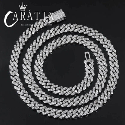 CARÁTIX 8mm Cuban Link Chain Necklace – Thick Cubic Zirconia Iced Out Hip Hop Jewelry for Women & Girls - CaratixJewelry