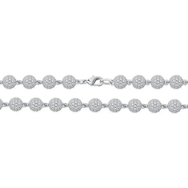 CARÁTIX 8mm Iced Out Beads Link Chain Necklace – CZ Hip Hop Bling Choker Jewelry for Men & Women | Rapper Gift - CaratixJewelry