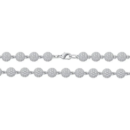 CARÁTIX 8mm Iced Out Beads Link Chain Necklace – CZ Hip Hop Bling Choker Jewelry for Men & Women | Rapper Gift - CaratixJewelry