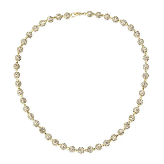 CARÁTIX 8mm Iced Out Beads Link Chain Necklace – CZ Hip Hop Bling Choker Jewelry for Men & Women | Rapper Gift - CaratixJewelry