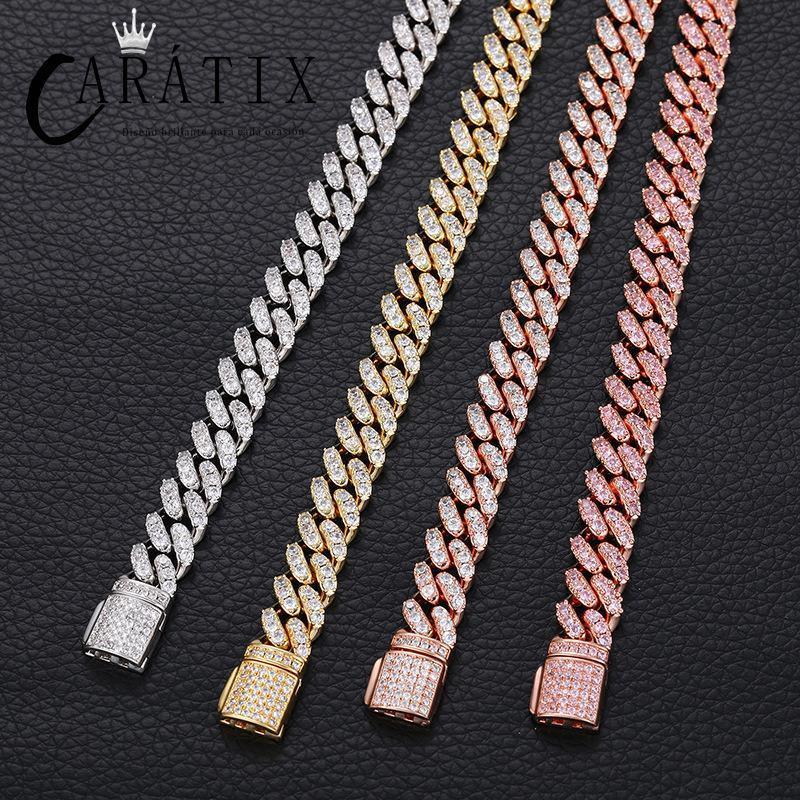 CARÁTIX 8mm Solid Cuban Link Chain Set – 5A+ CZ Iced Out Hip Hop Bling Bracelets & Necklaces for Men & Women | Unisex Rapper Gift - CaratixJewelry