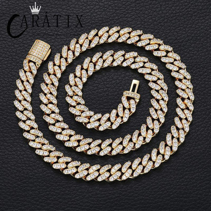 CARÁTIX 8mm Solid Cuban Link Chain Set – 5A+ CZ Iced Out Hip Hop Bling Bracelets & Necklaces for Men & Women | Unisex Rapper Gift - CaratixJewelry