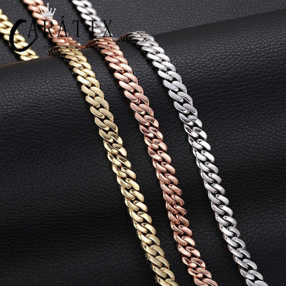 CARÁTIX 8mm Solid Cuban Link Chain Set – 5A+ CZ Iced Out Hip Hop Bling Bracelets & Necklaces for Men & Women | Unisex Rapper Gift - CaratixJewelry