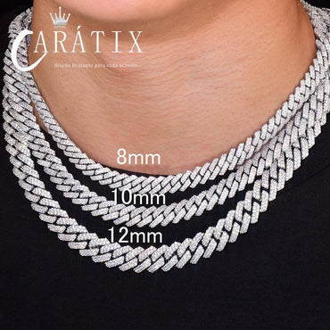 CARÁTIX 8mm/10mm/12mm Rhombus Cuban Link Chain Set – 5A+ CZ Iced Out Hip Hop Bling Necklace & Bracelet Jewelry for Men | Gift Idea - CaratixJewelry