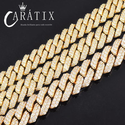 CARÁTIX 8mm/10mm/12mm Rhombus Cuban Link Chain Set – 5A+ CZ Iced Out Hip Hop Bling Necklace & Bracelet Jewelry for Men | Gift Idea - CaratixJewelry