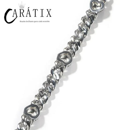 CARÁTIX 9mm Broken Heart Cuban Link Chain Necklace – 5A+ CZ Iced Out Hip Hop Bling Jewelry for Men | Rapper Gift - CaratixJewelry