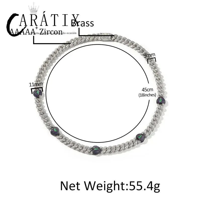 CARÁTIX 9mm Broken Heart Cuban Link Chain Necklace – 5A+ CZ Iced Out Hip Hop Bling Jewelry for Men | Rapper Gift - CaratixJewelry
