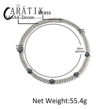CARÁTIX 9mm Broken Heart Cuban Link Chain Necklace – 5A+ CZ Iced Out Hip Hop Bling Jewelry for Men | Rapper Gift - CaratixJewelry