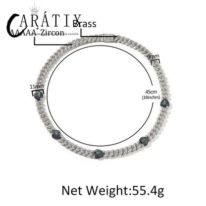 CARÁTIX 9mm Broken Heart Cuban Link Chain Necklace – 5A+ CZ Iced Out Hip Hop Bling Jewelry for Men | Rapper Gift - CaratixJewelry
