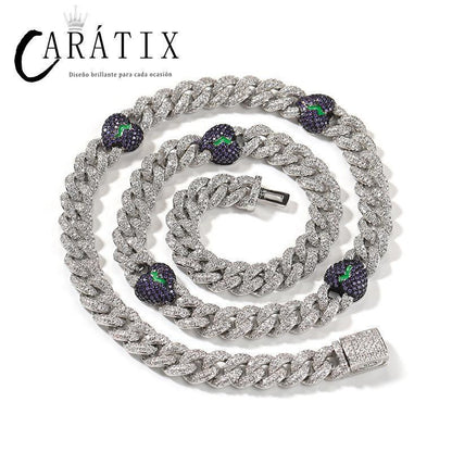 CARÁTIX 9mm Broken Heart Cuban Link Chain Necklace – 5A+ CZ Iced Out Hip Hop Bling Jewelry for Men | Rapper Gift - CaratixJewelry