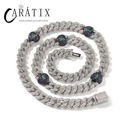 CARÁTIX 9mm Broken Heart Cuban Link Chain Necklace – 5A+ CZ Iced Out Hip Hop Bling Jewelry for Men | Rapper Gift - CaratixJewelry