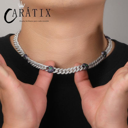 CARÁTIX 9mm Broken Heart Cuban Link Chain Necklace – 5A+ CZ Iced Out Hip Hop Bling Jewelry for Men | Rapper Gift - CaratixJewelry