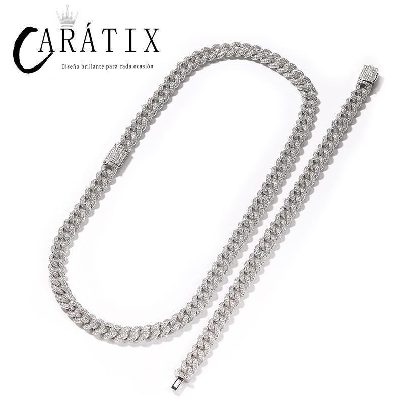 CARÁTIX 9mm Iced Out Cuban Link Chain Necklace – 5A+ CZ Solid Round Hip Hop Bling Jewelry for Men | Rapper Gift - CaratixJewelry