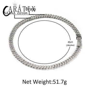 CARÁTIX 9mm Iced Out Cuban Link Chain Necklace – 5A+ CZ Solid Round Hip Hop Bling Jewelry for Men | Rapper Gift - CaratixJewelry