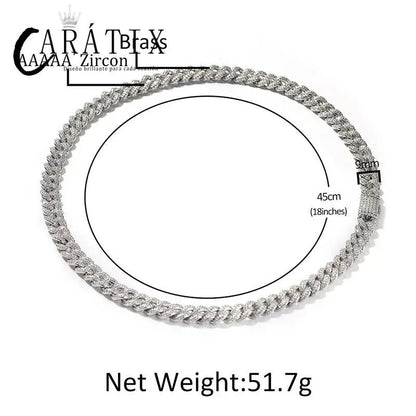 CARÁTIX 9mm Iced Out Cuban Link Chain Necklace – 5A+ CZ Solid Round Hip Hop Bling Jewelry for Men | Rapper Gift - CaratixJewelry