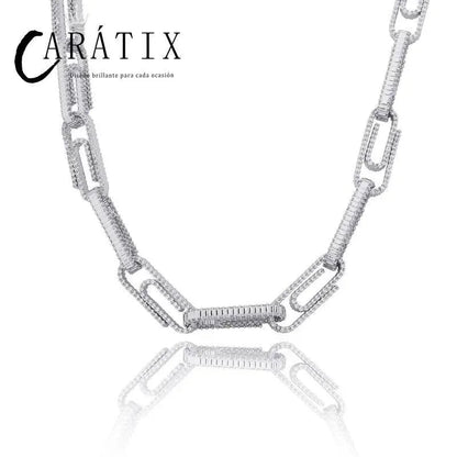 CARÁTIX AAA+ CZ Iced Out Pin Link Chain Necklace – Gold & Rose Hip Hop Bling Jewelry for Men & Women | Rapper Gift - CaratixJewelry
