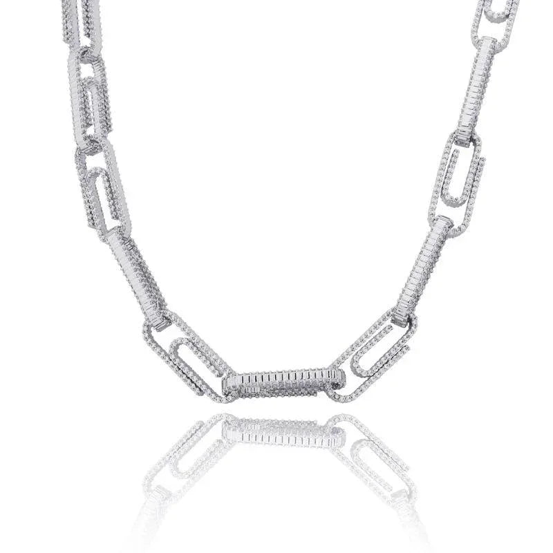 CARÁTIX AAA+ CZ Iced Out Pin Link Chain Necklace – Gold & Rose Hip Hop Bling Jewelry for Men & Women | Rapper Gift - CaratixJewelry