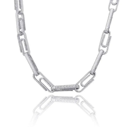 CARÁTIX AAA+ CZ Iced Out Pin Link Chain Necklace – Gold & Rose Hip Hop Bling Jewelry for Men & Women | Rapper Gift - CaratixJewelry
