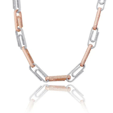 CARÁTIX AAA+ CZ Iced Out Pin Link Chain Necklace – Gold & Rose Hip Hop Bling Jewelry for Men & Women | Rapper Gift - CaratixJewelry