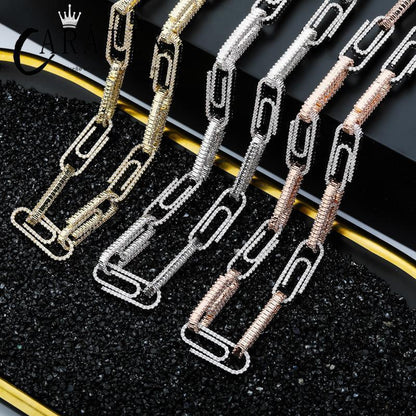 CARÁTIX AAA+ CZ Iced Out Pin Link Chain Necklace – Gold & Rose Hip Hop Bling Jewelry for Men & Women | Rapper Gift - CaratixJewelry