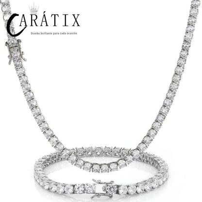 CARÁTIX AAAAA CZ Tennis Chain Necklace – Gold/Silver Brass Setting Luxury Cubic Zirconia Jewelry - CaratixJewelry