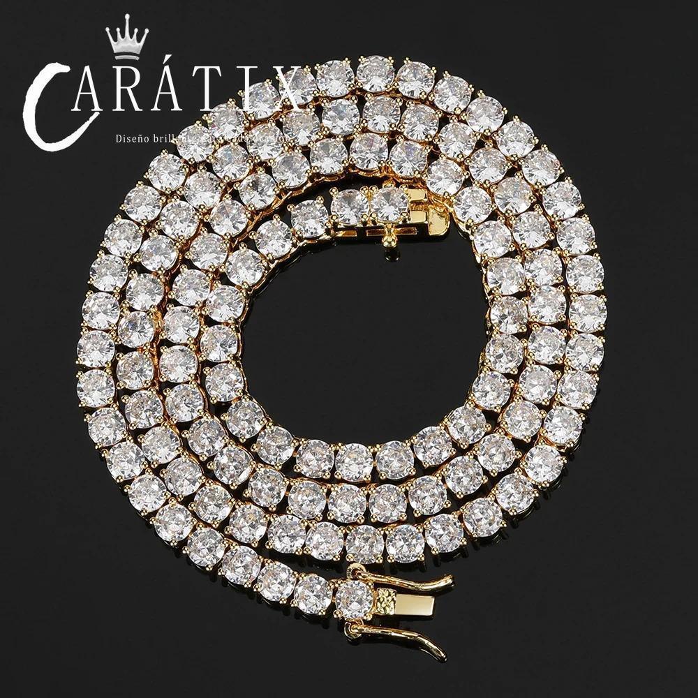 CARÁTIX AAAAA CZ Tennis Chain Necklace – Gold/Silver Brass Setting Luxury Cubic Zirconia Jewelry - CaratixJewelry