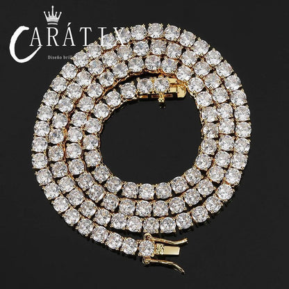 CARÁTIX AAAAA CZ Tennis Chain Necklace – Gold/Silver Brass Setting Luxury Cubic Zirconia Jewelry - CaratixJewelry