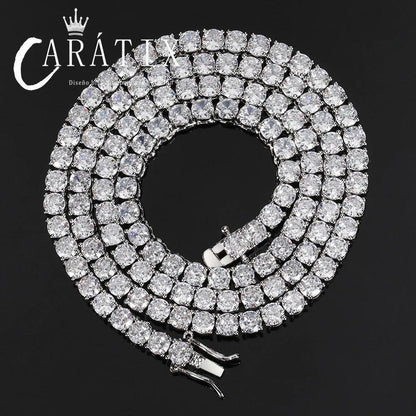CARÁTIX AAAAA CZ Tennis Chain Necklace – Gold/Silver Brass Setting Luxury Cubic Zirconia Jewelry - CaratixJewelry