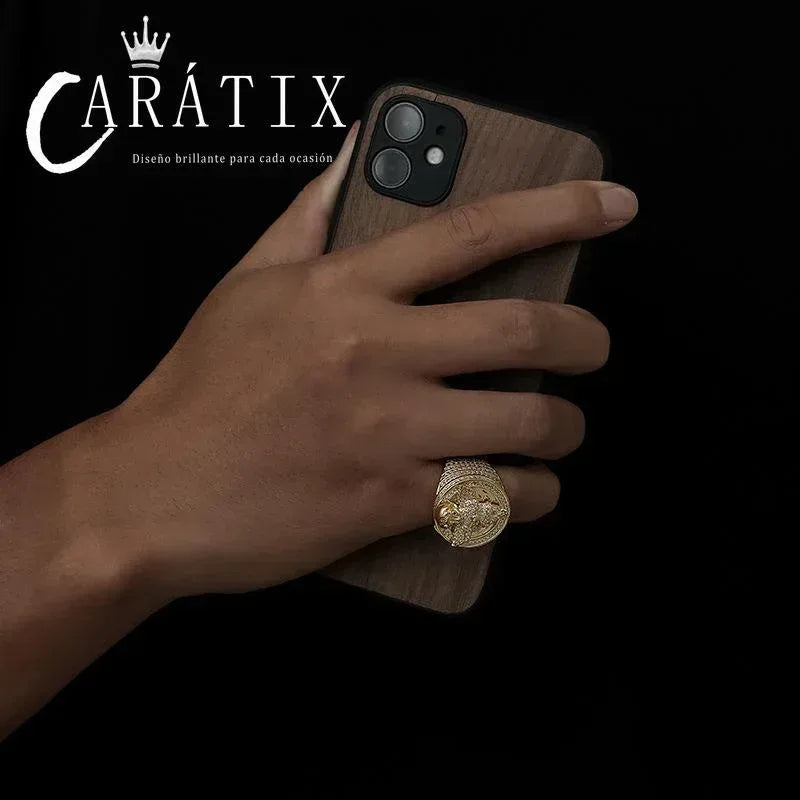 CARÁTIX Angel Avatar Ring | Micro-Inlaid Zircon Hip Hop Jewelry for Men - CaratixJewelry