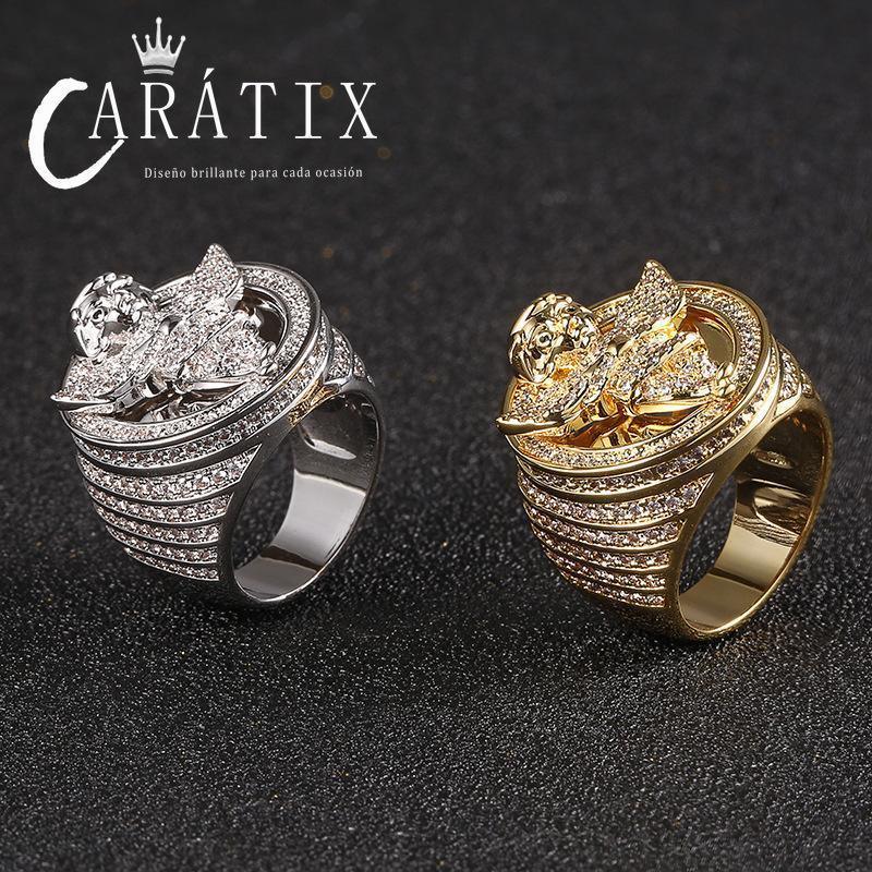 CARÁTIX Angel Avatar Ring | Micro-Inlaid Zircon Hip Hop Jewelry for Men - CaratixJewelry