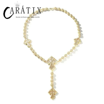 CARÁTIX Beads Cross Chain | 5A+ CZ Iced Out Hip Hop Necklace for Men - CaratixJewelry