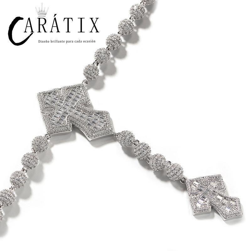 CARÁTIX Beads Cross Chain | 5A+ CZ Iced Out Hip Hop Necklace for Men - CaratixJewelry