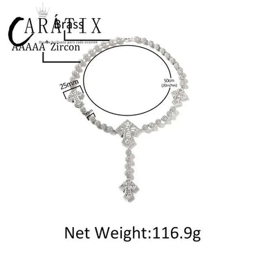 CARÁTIX Beads Cross Chain | 5A+ CZ Iced Out Hip Hop Necklace for Men - CaratixJewelry