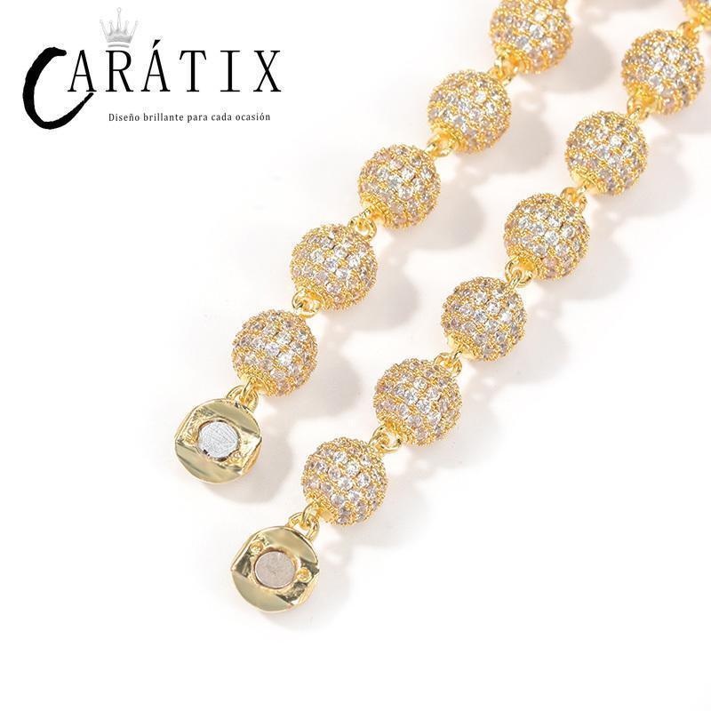 CARÁTIX Beads Link Chain | Micro Paved CZ Iced Out Hip Hop Necklace for Men & Women - CaratixJewelry