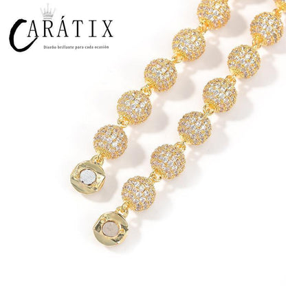 CARÁTIX Beads Link Chain | Micro Paved CZ Iced Out Hip Hop Necklace for Men & Women - CaratixJewelry