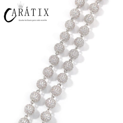CARÁTIX Beads Link Chain | Micro Paved CZ Iced Out Hip Hop Necklace for Men & Women - CaratixJewelry