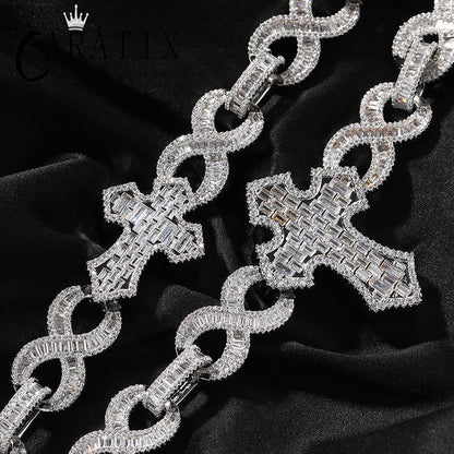 CARÁTIX – Big Cross Infinity Cuban Link Chain Necklace | 5A+ CZ Bling Iced Hip Hop Jewelry for Men - CaratixJewelry