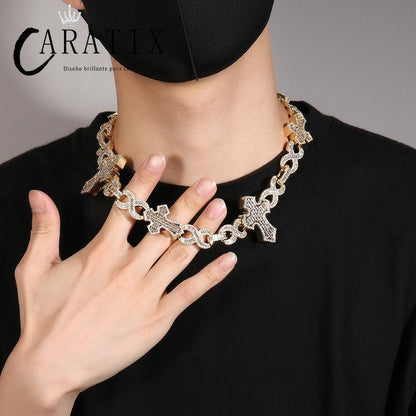 CARÁTIX – Big Cross Infinity Cuban Link Chain Necklace | 5A+ CZ Bling Iced Hip Hop Jewelry for Men - CaratixJewelry