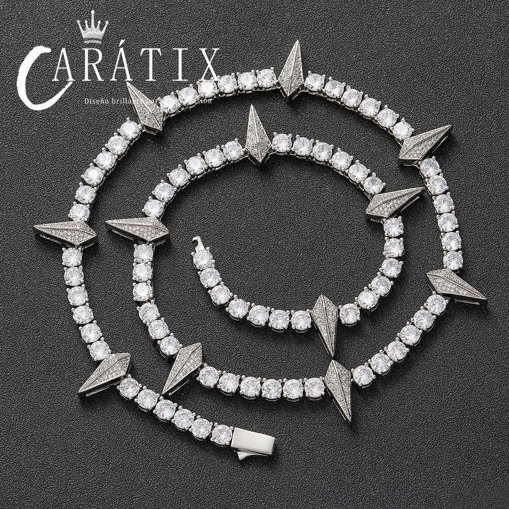 CARÁTIX Black Panther Pendant Necklace – 5mm CZ Tennis Chain with Rivet Wolf Tooth Charm Men’s Fashion Jewelry - CaratixJewelry