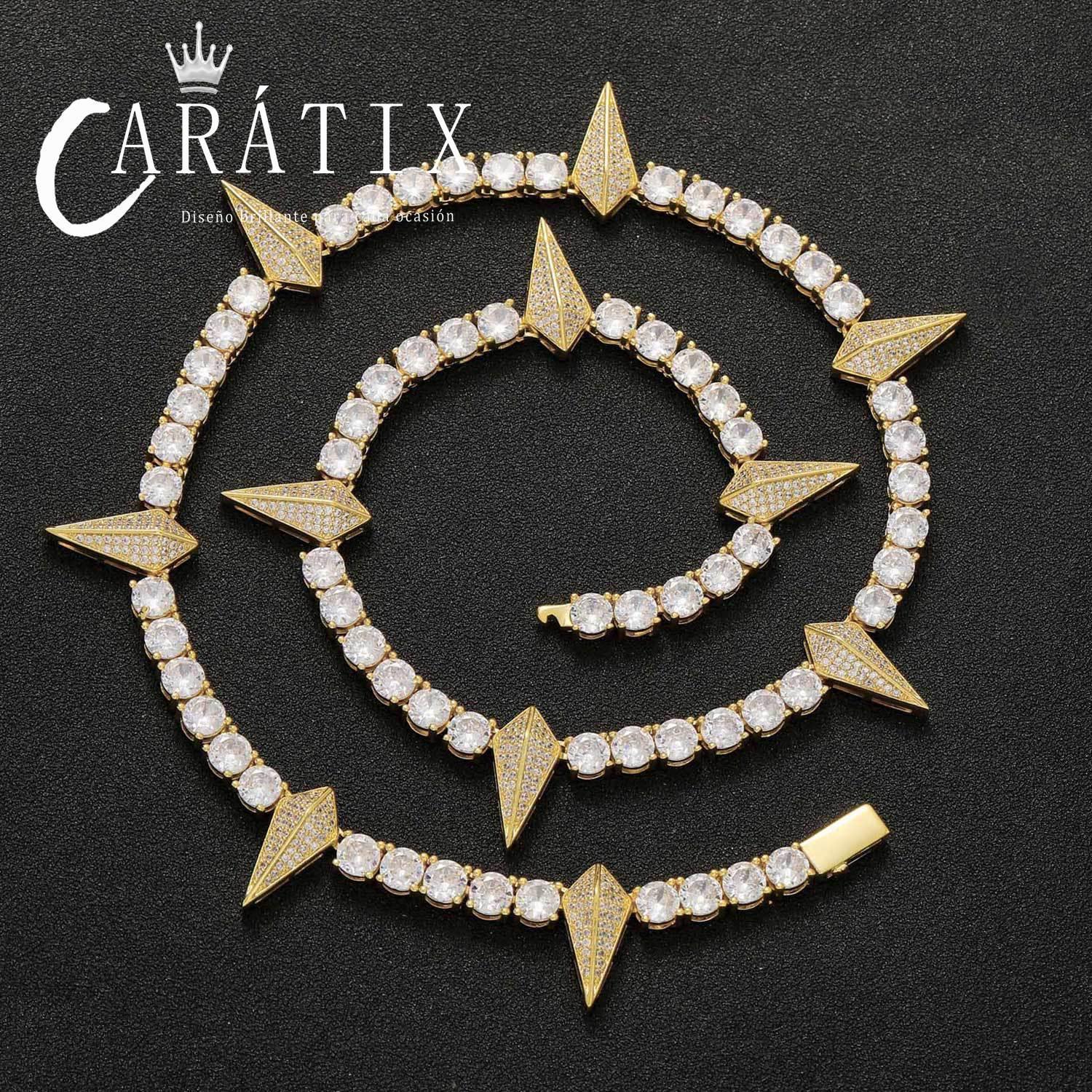 CARÁTIX Black Panther Pendant Necklace – 5mm CZ Tennis Chain with Rivet Wolf Tooth Charm Men’s Fashion Jewelry - CaratixJewelry