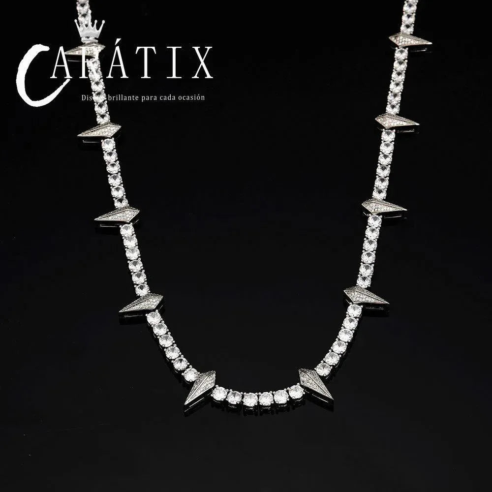 CARÁTIX Black Panther Pendant Necklace – 5mm CZ Tennis Chain with Rivet Wolf Tooth Charm Men’s Fashion Jewelry - CaratixJewelry