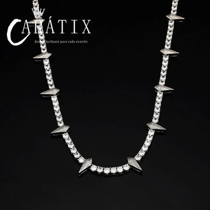 CARÁTIX Black Panther Pendant Necklace – 5mm CZ Tennis Chain with Rivet Wolf Tooth Charm Men’s Fashion Jewelry - CaratixJewelry