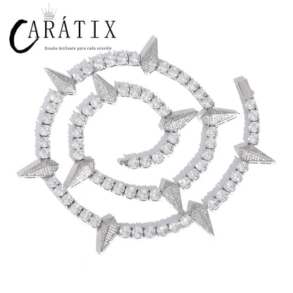 CARÁTIX Black Panther Pendant Necklace – 5mm CZ Tennis Chain with Rivet Wolf Tooth Charm Men’s Fashion Jewelry - CaratixJewelry