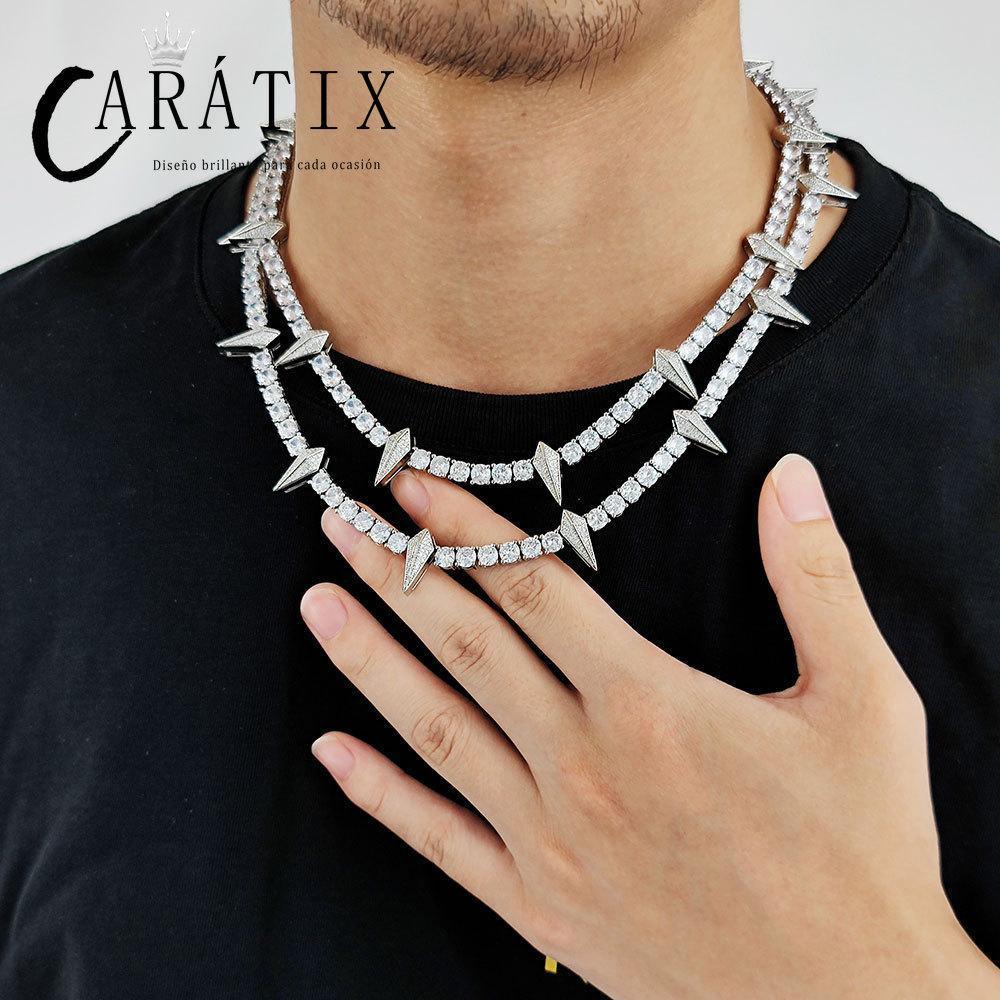 CARÁTIX Black Panther Pendant Necklace – 5mm CZ Tennis Chain with Rivet Wolf Tooth Charm Men’s Fashion Jewelry - CaratixJewelry